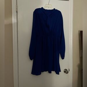 Royal Blue SHEIN dress with pussybow tie in front